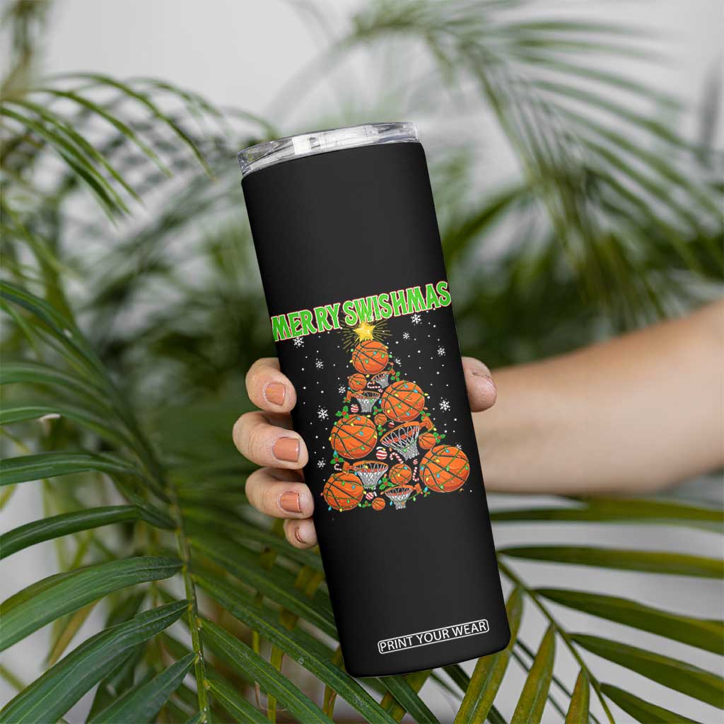 Christmas Basketball Merry Swishmas Skinny Tumbler Basketball Xmas Tree TS11 Print Your Wear