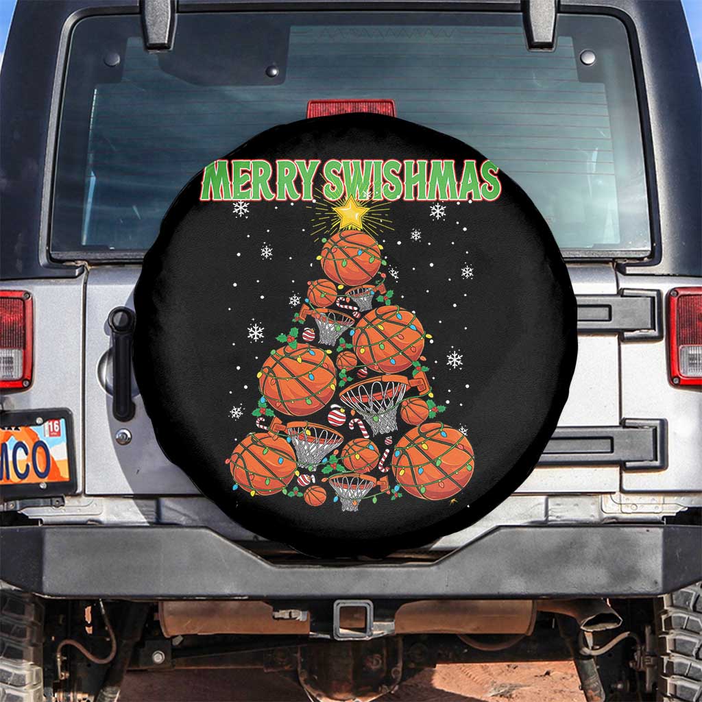 Christmas Basketball Merry Swishmas Spare Tire Cover Basketball Xmas Tree TS11 No hole Black Print Your Wear