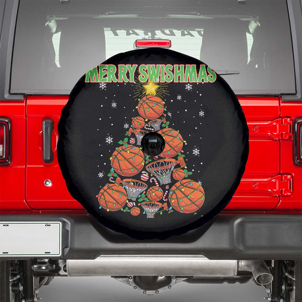 Christmas Basketball Merry Swishmas Spare Tire Cover Basketball Xmas Tree TS11 Black Print Your Wear