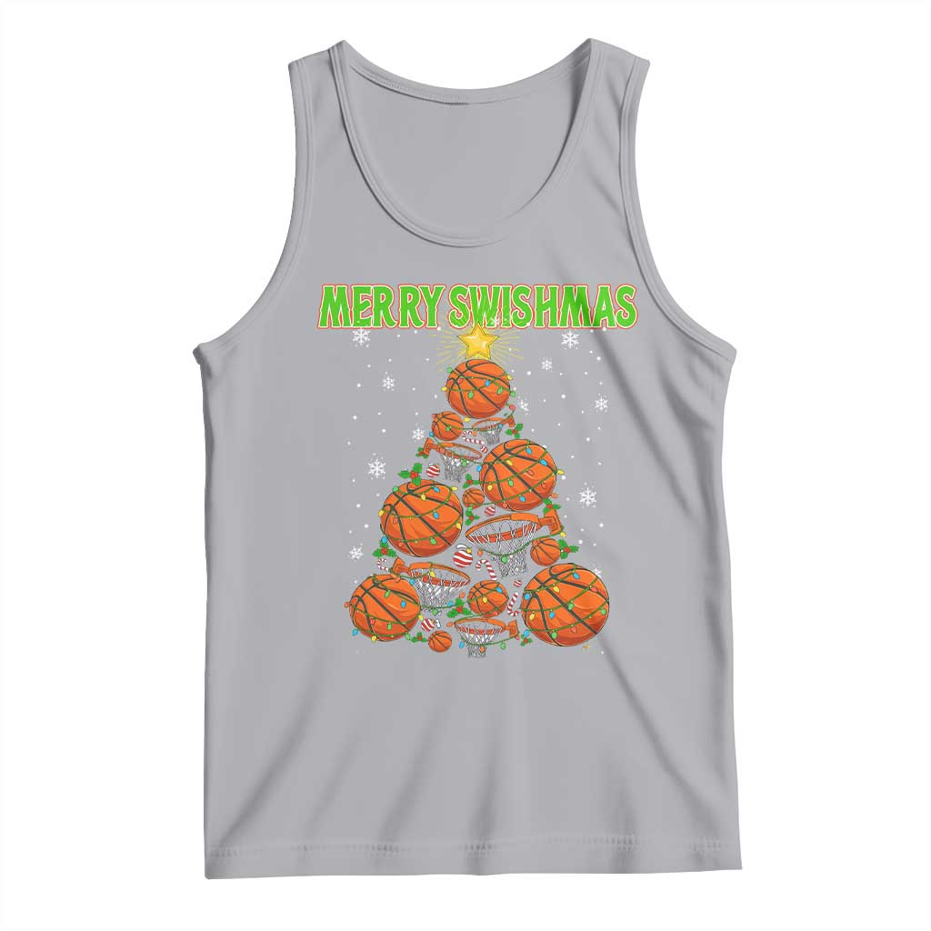 Christmas Basketball Merry Swishmas Tank Top Basketball Xmas Tree TS11 Athletic Heather Print Your Wear