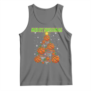 Christmas Basketball Merry Swishmas Tank Top Basketball Xmas Tree TS11 Black Heather Print Your Wear