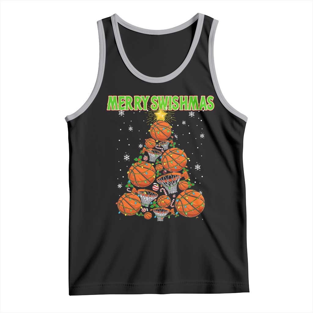 Christmas Basketball Merry Swishmas Tank Top Basketball Xmas Tree TS11 Black Athletic Heather Print Your Wear