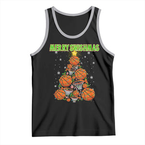 Christmas Basketball Merry Swishmas Tank Top Basketball Xmas Tree TS11 Black Athletic Heather Print Your Wear
