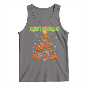 Christmas Basketball Merry Swishmas Tank Top Basketball Xmas Tree TS11 Deep Heather Print Your Wear