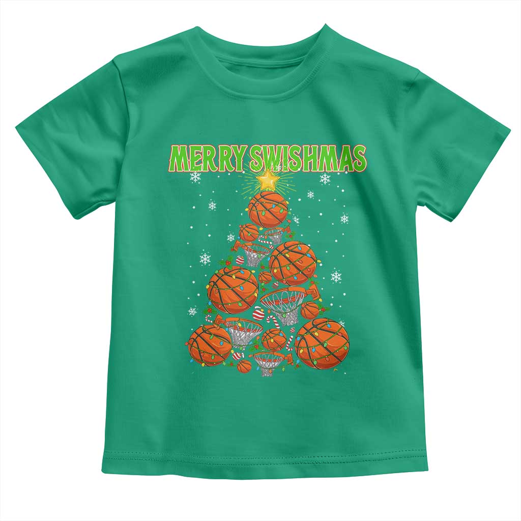 Christmas Basketball Merry Swishmas Toddler T Shirt Basketball Xmas Tree TS11 Irish Green Print Your Wear