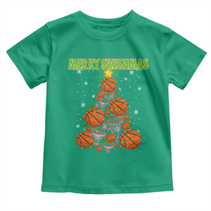 Christmas Basketball Merry Swishmas Toddler T Shirt Basketball Xmas Tree TS11 Irish Green Print Your Wear