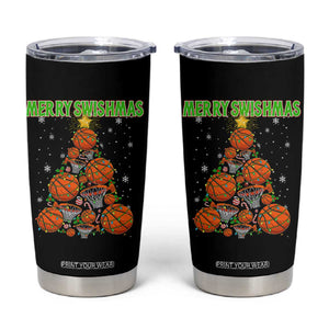 Christmas Basketball Merry Swishmas Tumbler Cup Basketball Xmas Tree TS11 Black Print Your Wear