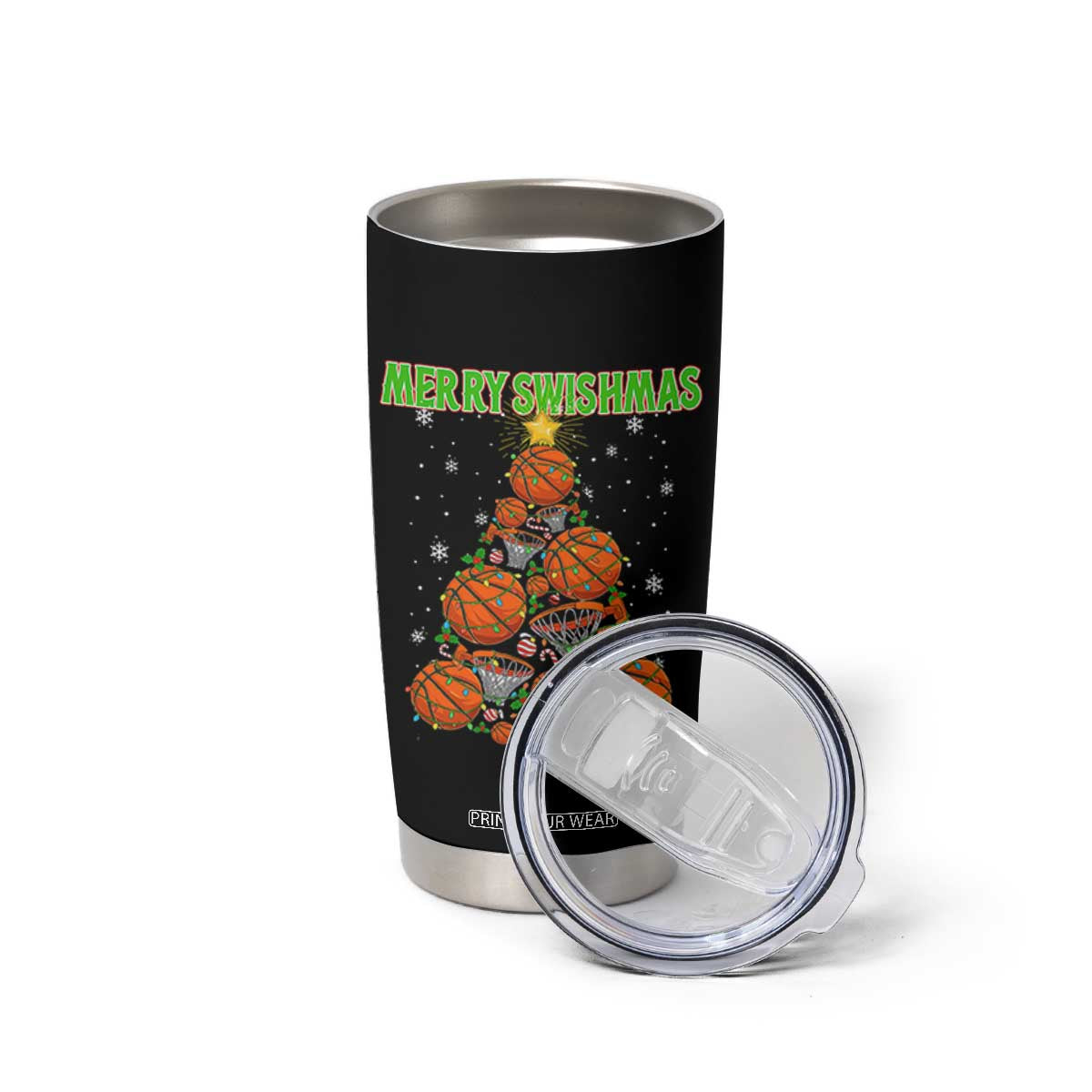 Christmas Basketball Merry Swishmas Tumbler Cup Basketball Xmas Tree TS11 Print Your Wear