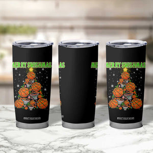 Christmas Basketball Merry Swishmas Tumbler Cup Basketball Xmas Tree TS11 Print Your Wear
