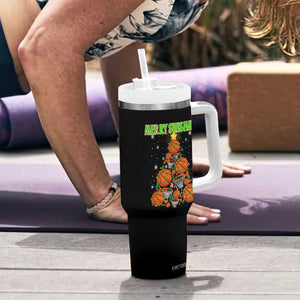 Christmas Basketball Merry Swishmas Tumbler With Handle Basketball Xmas Tree TS11 Print Your Wear