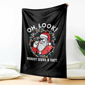 Funny Christmas Santa Oh Look Nobody Gives A Shit Throw Blanket TS11 Print Your Wear