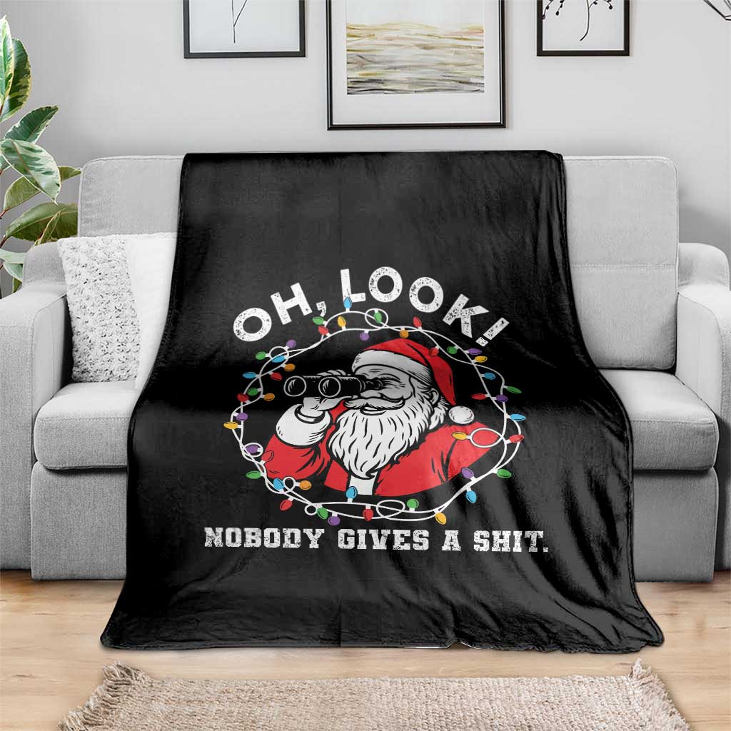 Funny Christmas Santa Oh Look Nobody Gives A Shit Throw Blanket TS11 Print Your Wear