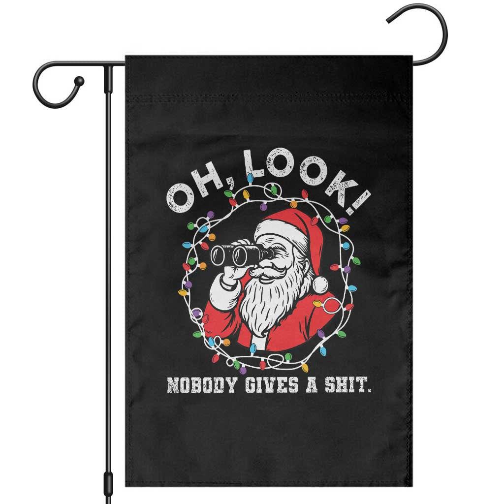 Funny Christmas Santa Oh Look Nobody Gives A Shit Garden Flag TS11 Black Print Your Wear