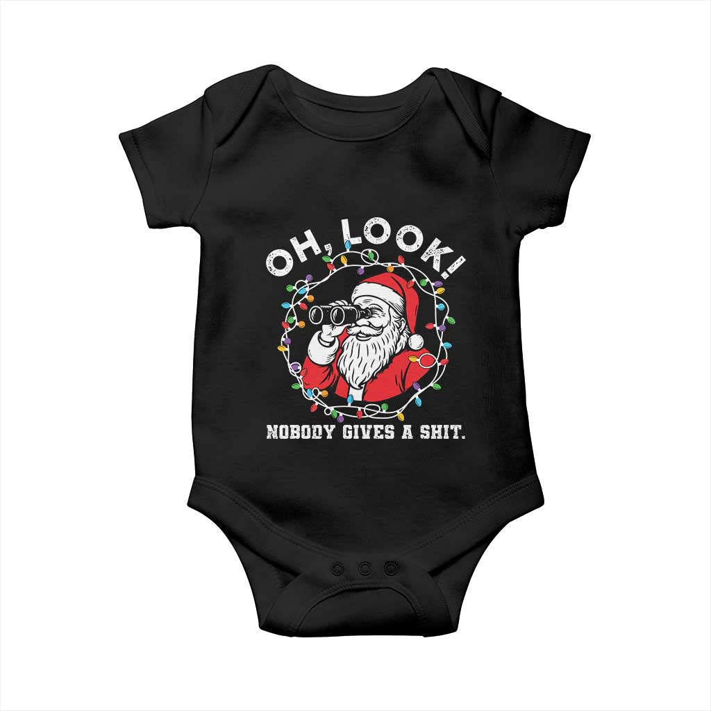 Funny Christmas Santa Oh Look Nobody Gives A Shit Baby Onesie TS11 Black Print Your Wear