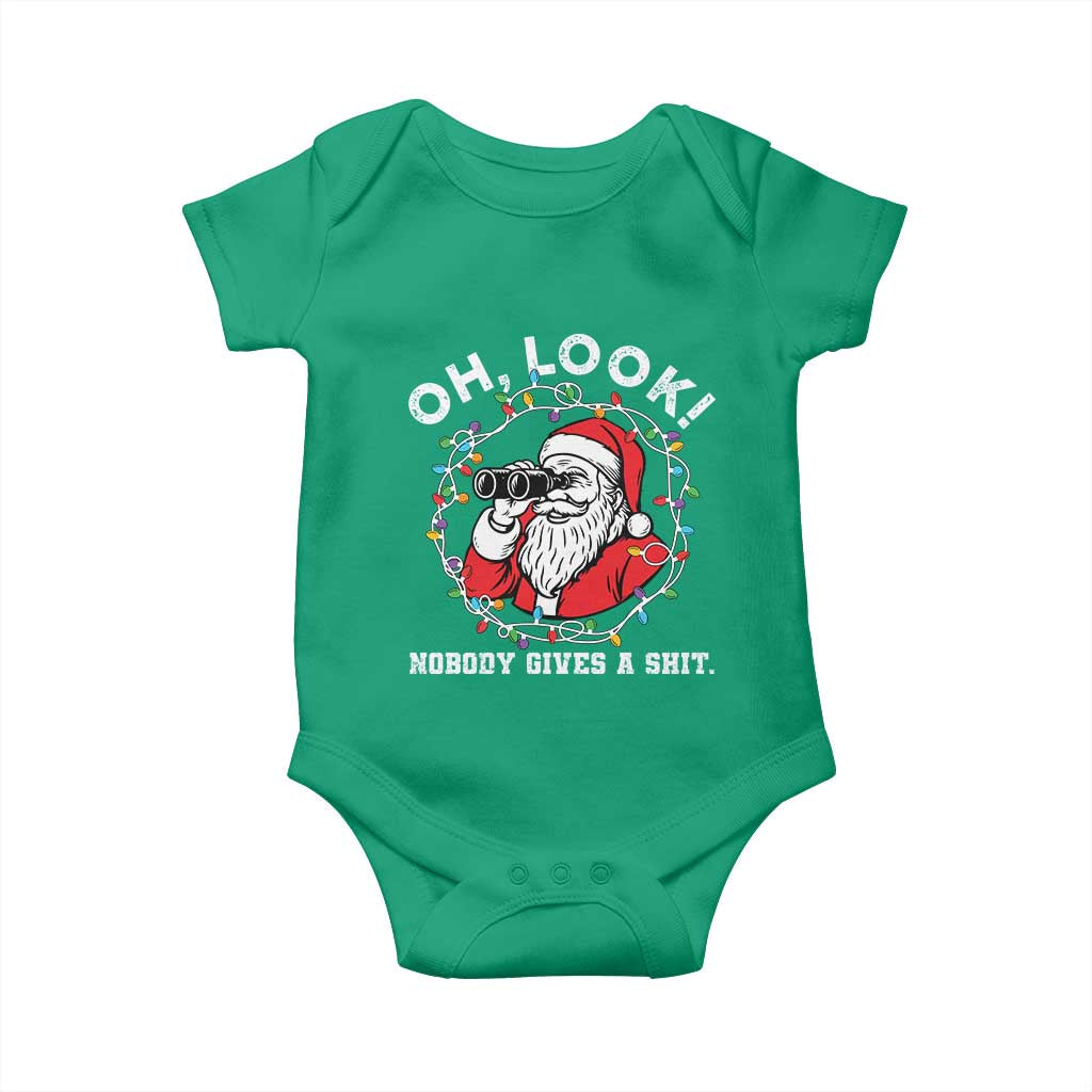 Funny Christmas Santa Oh Look Nobody Gives A Shit Baby Onesie TS11 Irish Green Print Your Wear