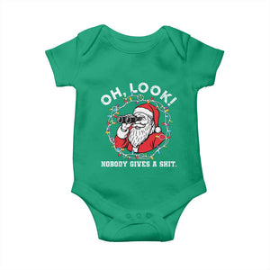 Funny Christmas Santa Oh Look Nobody Gives A Shit Baby Onesie TS11 Irish Green Print Your Wear