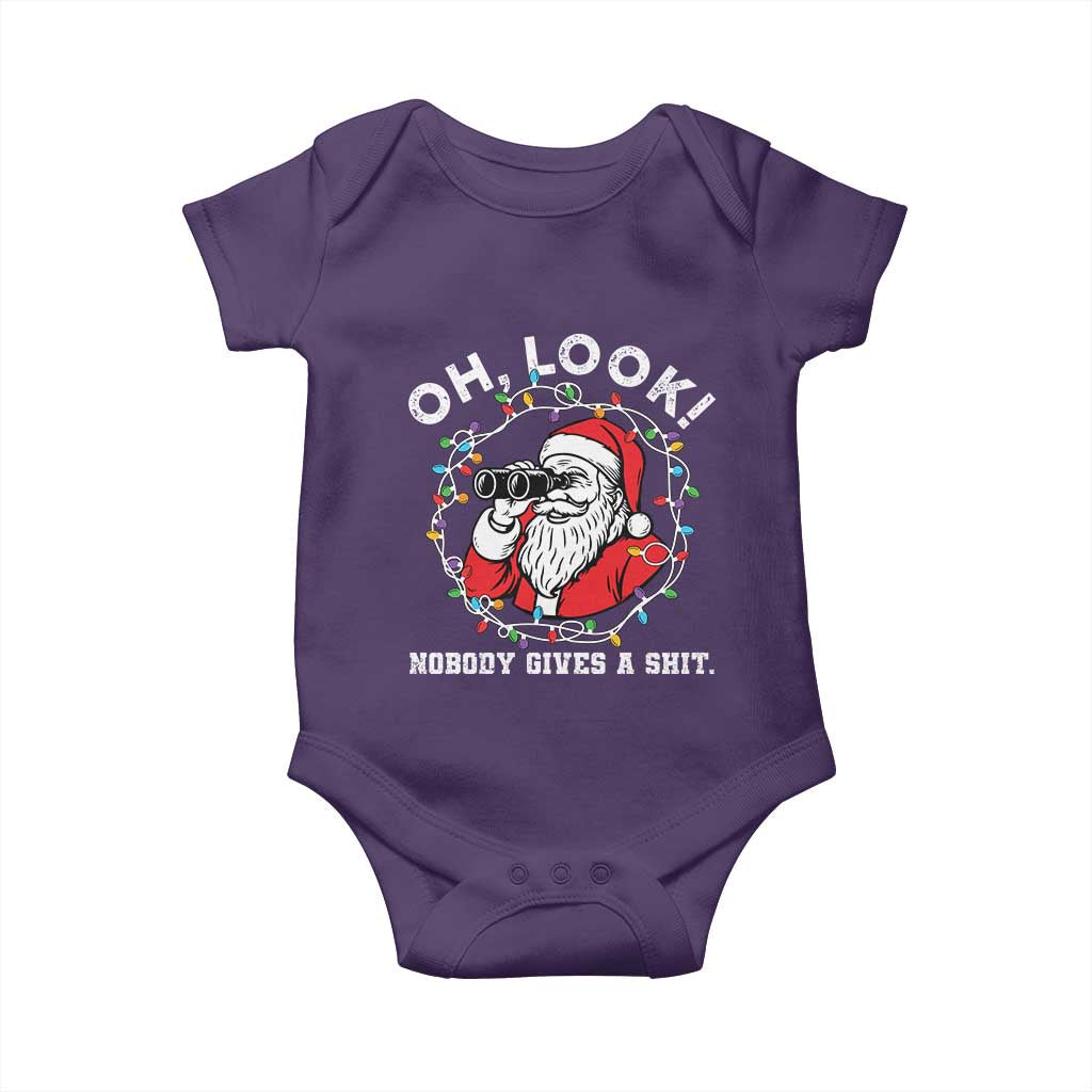 Funny Christmas Santa Oh Look Nobody Gives A Shit Baby Onesie TS11 Purple Print Your Wear