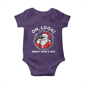 Funny Christmas Santa Oh Look Nobody Gives A Shit Baby Onesie TS11 Purple Print Your Wear