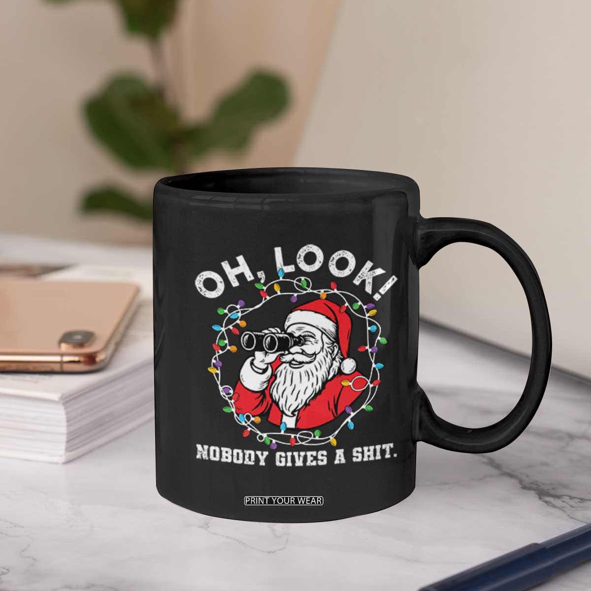 Funny Christmas Santa Oh Look Nobody Gives A Shit Coffee Mug TS11 Print Your Wear