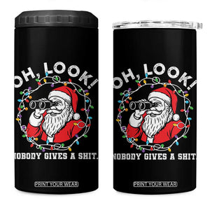 Funny Christmas Santa Oh Look Nobody Gives A Shit 4 in 1 Can Cooler Tumbler TS11 One Size: 16 oz Black Print Your Wear