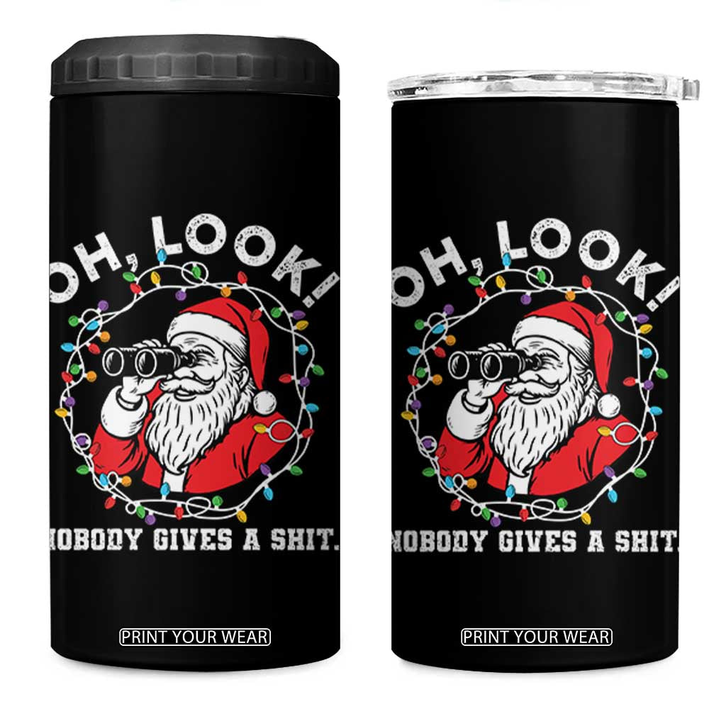 Funny Christmas Santa Oh Look Nobody Gives A Shit 4 in 1 Can Cooler Tumbler TS11 One Size: 16 oz Black Print Your Wear