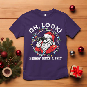Funny Christmas Santa Oh Look Nobody Gives A Shit T Shirt TS11 Purple Print Your Wear