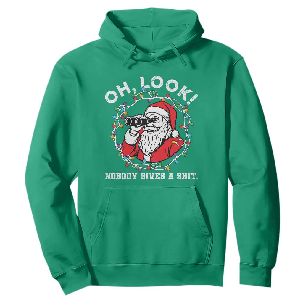Funny Christmas Santa Oh Look Nobody Gives A Shit Hoodie TS11 Irish Green Print Your Wear