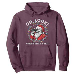 Funny Christmas Santa Oh Look Nobody Gives A Shit Hoodie TS11 Maroon Print Your Wear