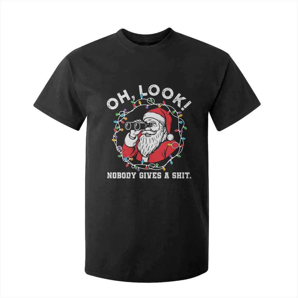 Funny Christmas Santa Oh Look Nobody Gives A Shit T Shirt For Kid TS11 Black Print Your Wear