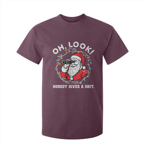 Funny Christmas Santa Oh Look Nobody Gives A Shit T Shirt For Kid TS11 Maroon Print Your Wear