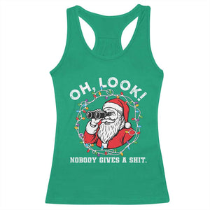 Funny Christmas Santa Oh Look Nobody Gives A Shit Racerback Tank Top TS11 Irish Green Print Your Wear