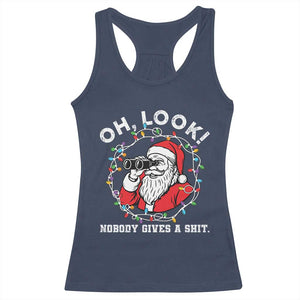 Funny Christmas Santa Oh Look Nobody Gives A Shit Racerback Tank Top TS11 Navy Print Your Wear