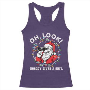 Funny Christmas Santa Oh Look Nobody Gives A Shit Racerback Tank Top TS11 Purple Print Your Wear
