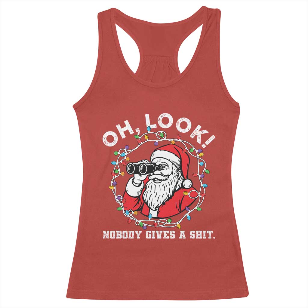 Funny Christmas Santa Oh Look Nobody Gives A Shit Racerback Tank Top TS11 Red Print Your Wear
