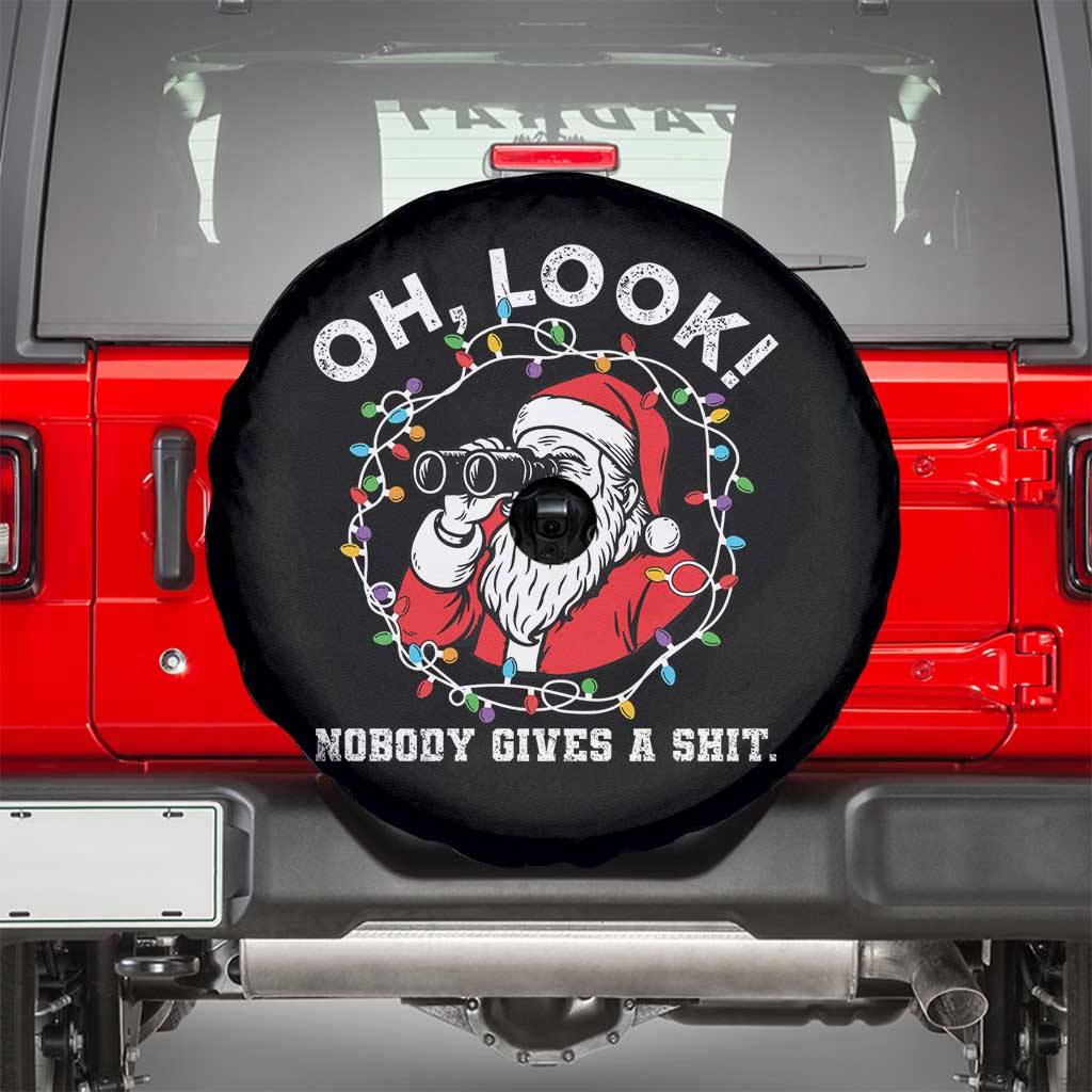 Funny Christmas Santa Oh Look Nobody Gives A Shit Spare Tire Cover TS11 Black Print Your Wear