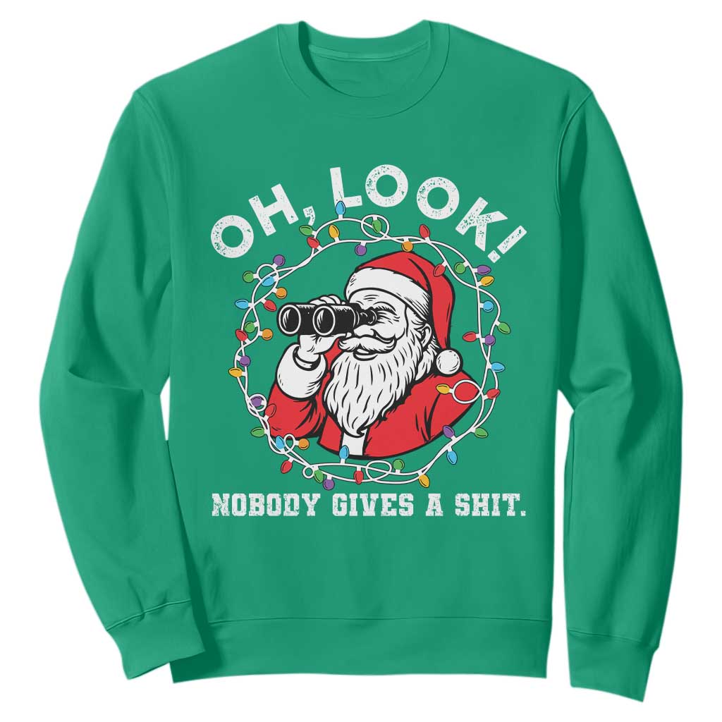 Funny Christmas Santa Oh Look Nobody Gives A Shit Sweatshirt TS11 Irish Green Print Your Wear