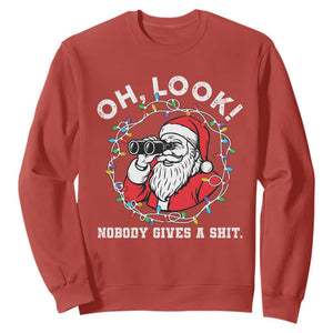 Funny Christmas Santa Oh Look Nobody Gives A Shit Sweatshirt TS11 Red Print Your Wear