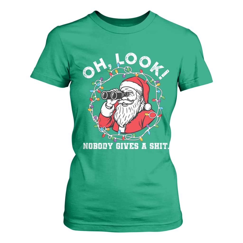Funny Christmas Santa Oh Look Nobody Gives A Shit T Shirt For Women TS11 Irish Green Print Your Wear