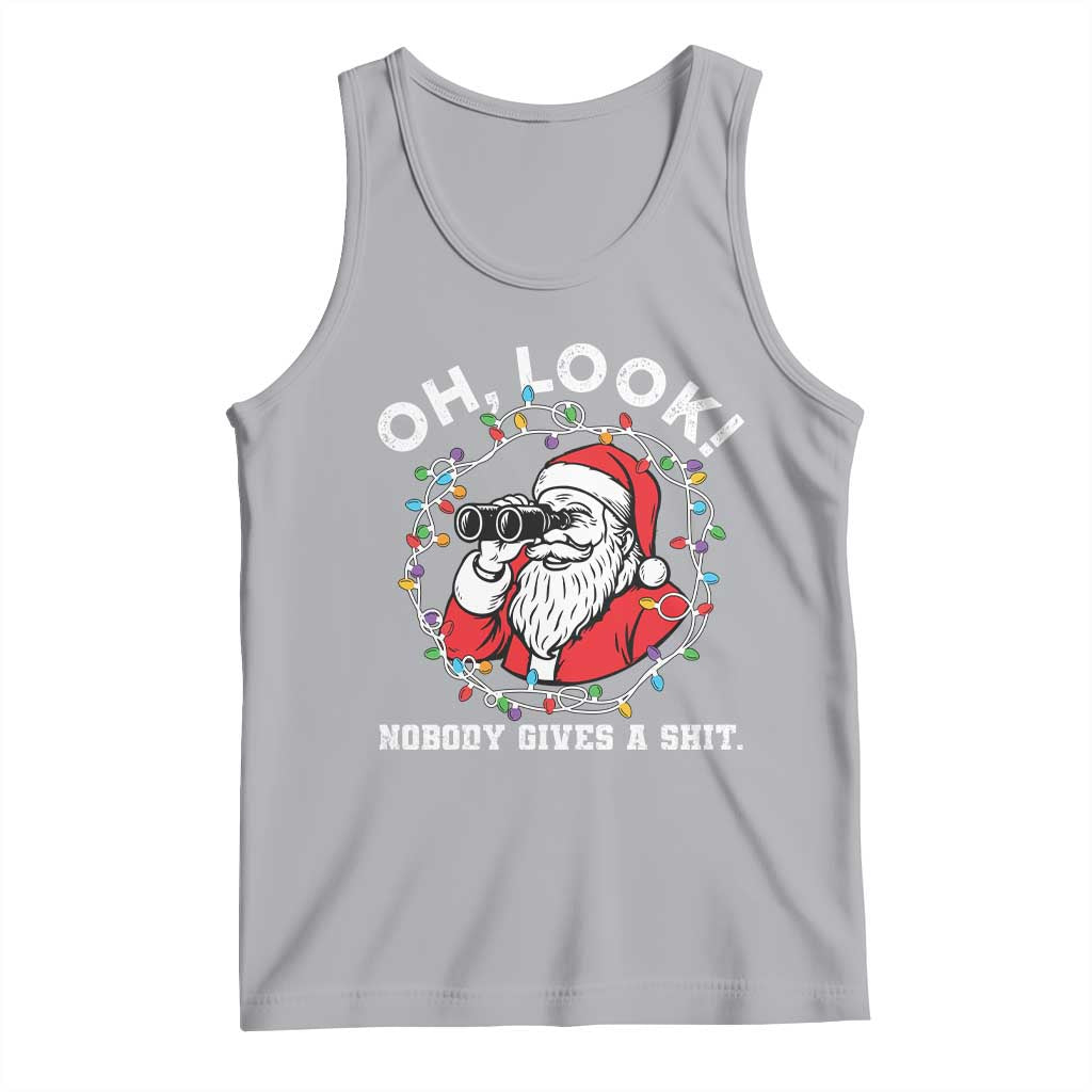 Funny Christmas Santa Oh Look Nobody Gives A Shit Tank Top TS11 Athletic Heather Print Your Wear