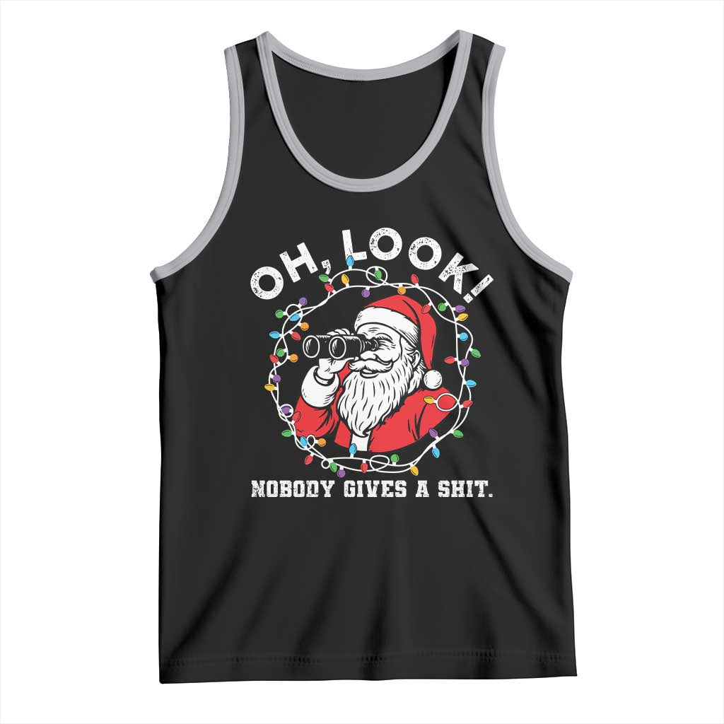 Funny Christmas Santa Oh Look Nobody Gives A Shit Tank Top TS11 Black Athletic Heather Print Your Wear