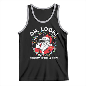 Funny Christmas Santa Oh Look Nobody Gives A Shit Tank Top TS11 Black Athletic Heather Print Your Wear