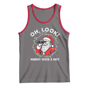 Funny Christmas Santa Oh Look Nobody Gives A Shit Tank Top TS11 Deep Heather Red Print Your Wear