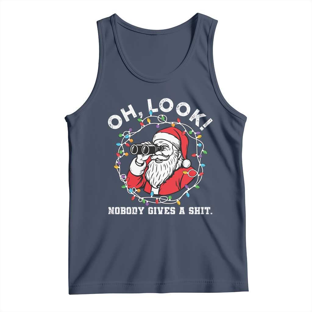 Funny Christmas Santa Oh Look Nobody Gives A Shit Tank Top TS11 Navy Print Your Wear