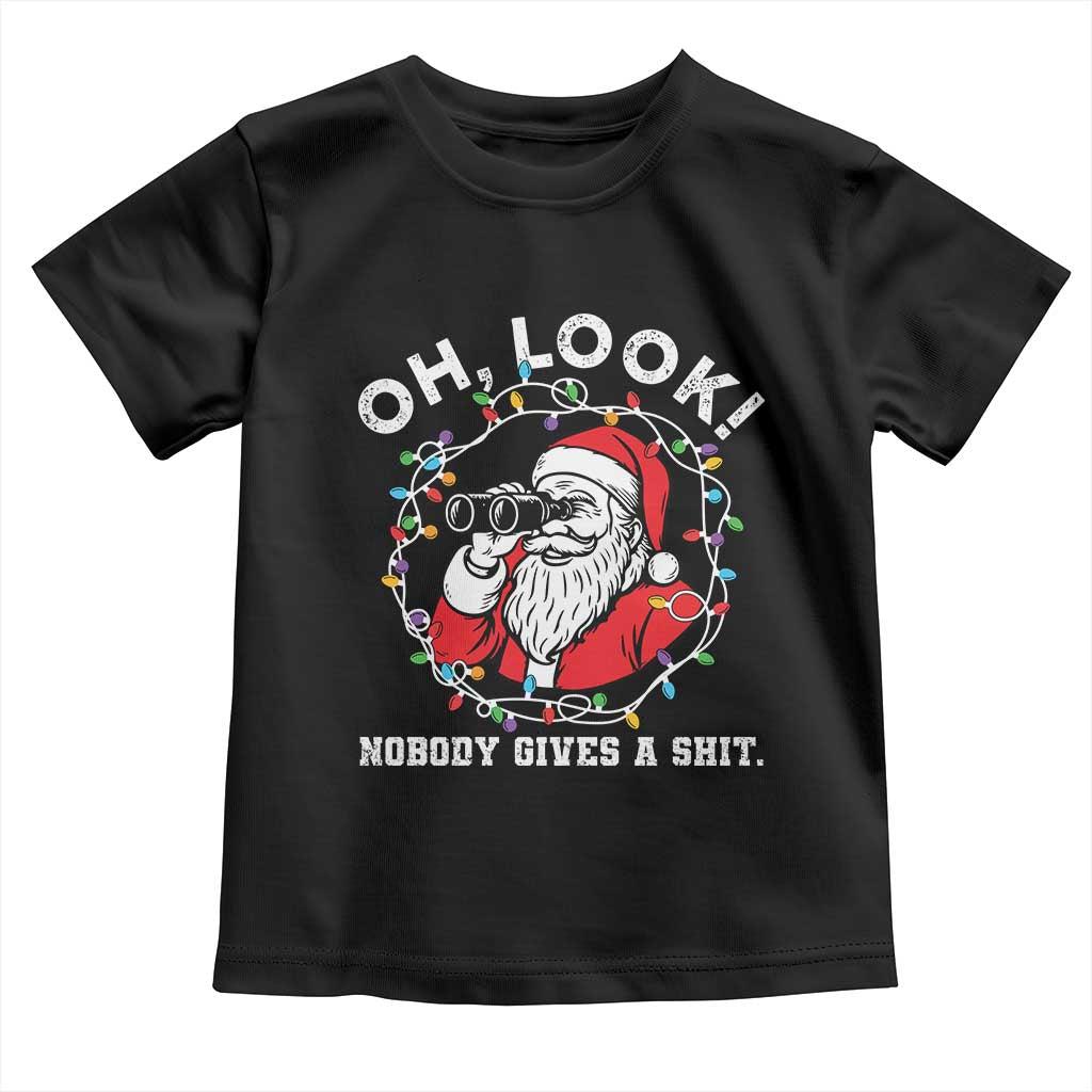Funny Christmas Santa Oh Look Nobody Gives A Shit Toddler T Shirt TS11 Black Print Your Wear