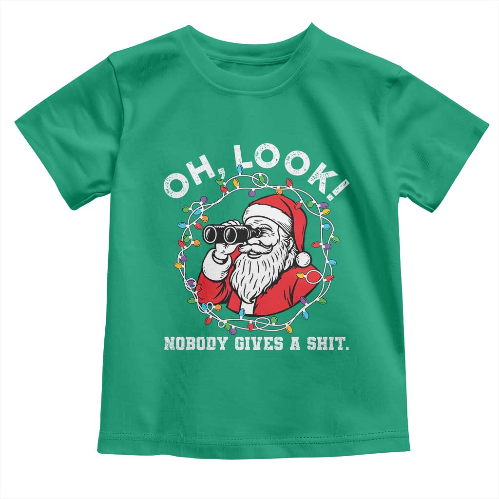 Funny Christmas Santa Oh Look Nobody Gives A Shit Toddler T Shirt TS11 Irish Green Print Your Wear