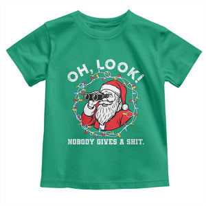 Funny Christmas Santa Oh Look Nobody Gives A Shit Toddler T Shirt TS11 Irish Green Print Your Wear