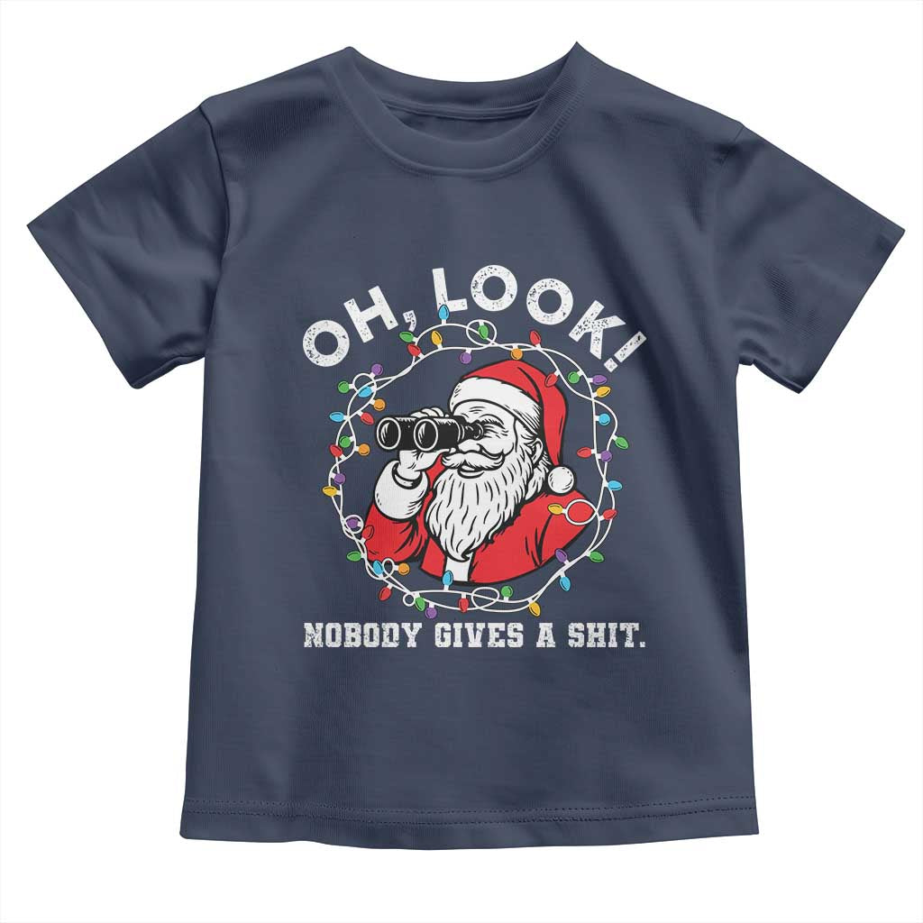 Funny Christmas Santa Oh Look Nobody Gives A Shit Toddler T Shirt TS11 Navy Print Your Wear