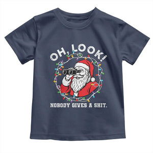 Funny Christmas Santa Oh Look Nobody Gives A Shit Toddler T Shirt TS11 Navy Print Your Wear