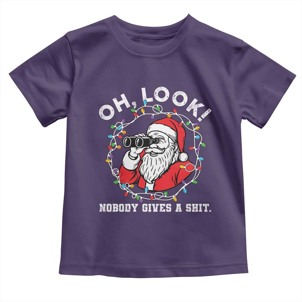 Funny Christmas Santa Oh Look Nobody Gives A Shit Toddler T Shirt TS11 Purple Print Your Wear