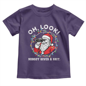 Funny Christmas Santa Oh Look Nobody Gives A Shit Toddler T Shirt TS11 Purple Print Your Wear
